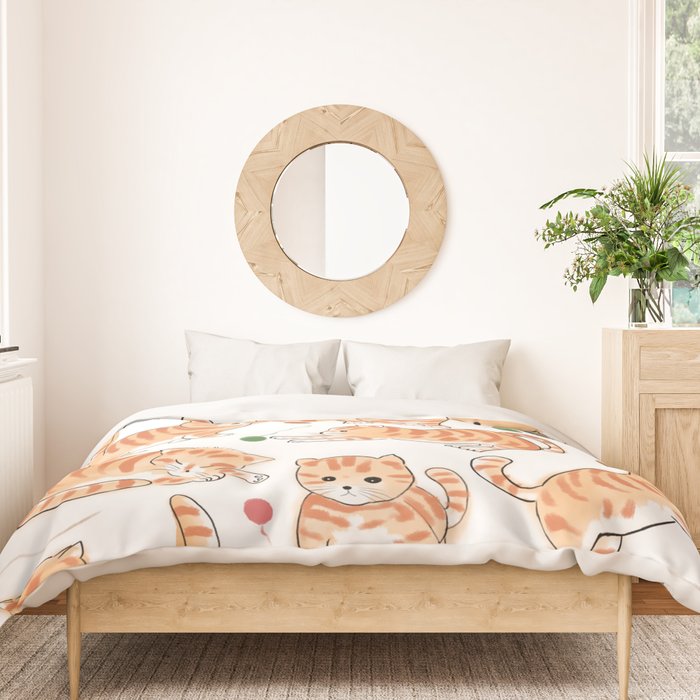 Orange Tabby Kitten Doodle  Duvet Cover Gallery Image 3