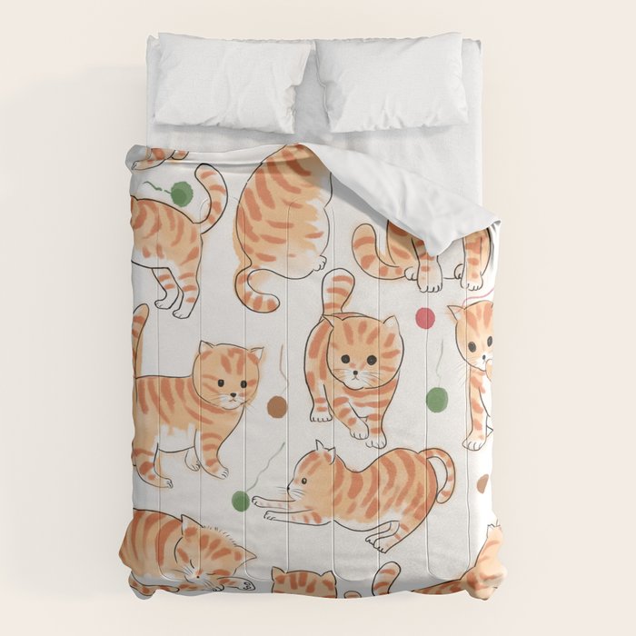 Orange Tabby Kitten Doodle  Comforter Gallery Image 1