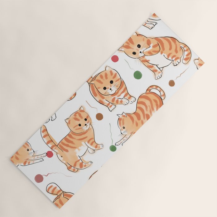 Orange Tabby Kitten Doodle  Yoga Mat Gallery Image 1