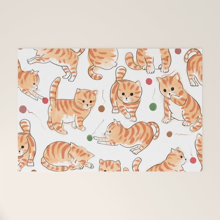 Orange Tabby Kitten Doodle  Welcome Mat Gallery Image 1
