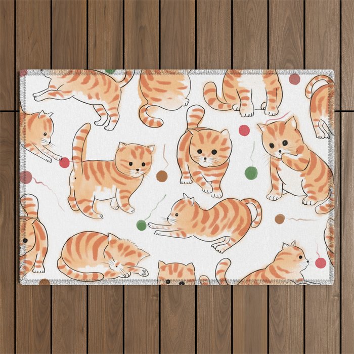 Orange Tabby Kitten Doodle  Outdoor Rug Gallery Image 1