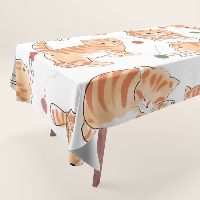 Orange Tabby Kitten Doodle  Tablecloth Gallery Image 1
