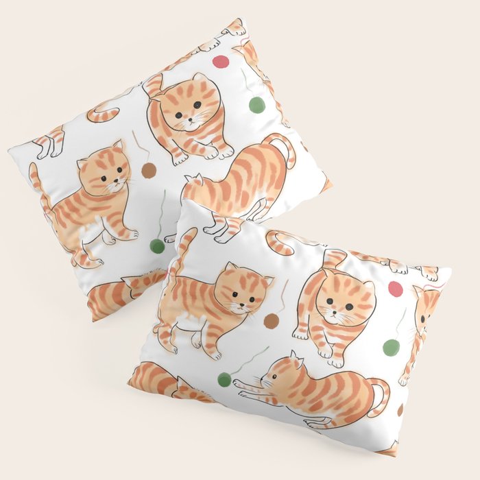 Orange Tabby Kitten Doodle  Pillow Sham Gallery Image 1