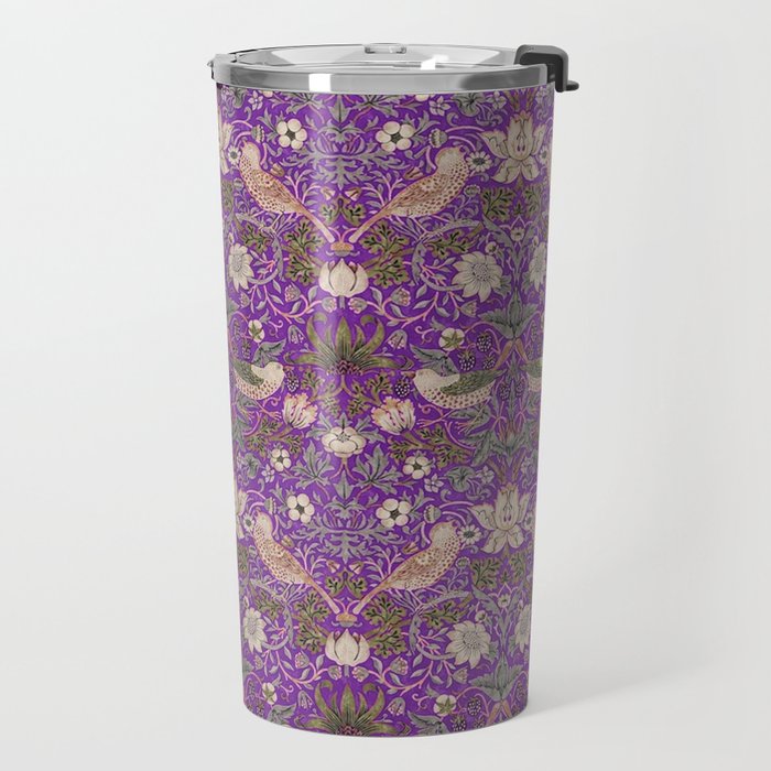 William Morris Strawberry Thief Purple Travel Mug Gallery Image 2