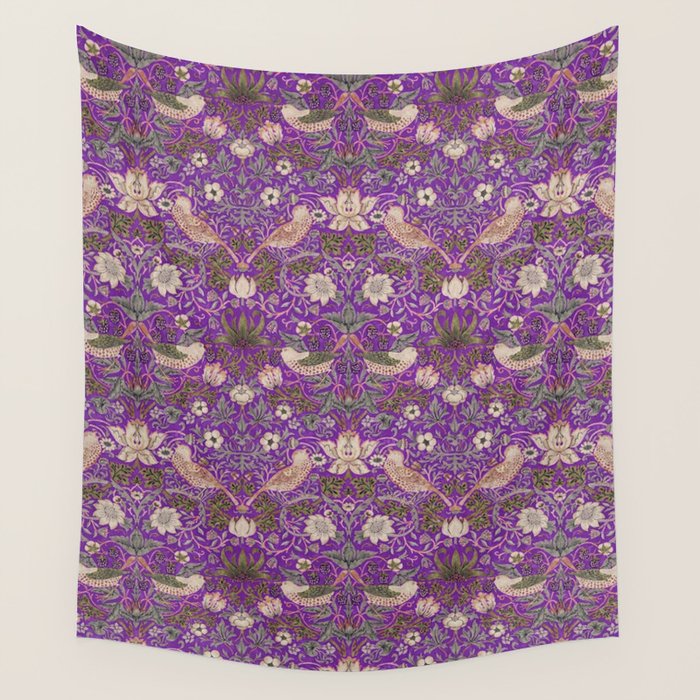 William Morris Strawberry Thief Purple Wall Tapestry Gallery Image 4