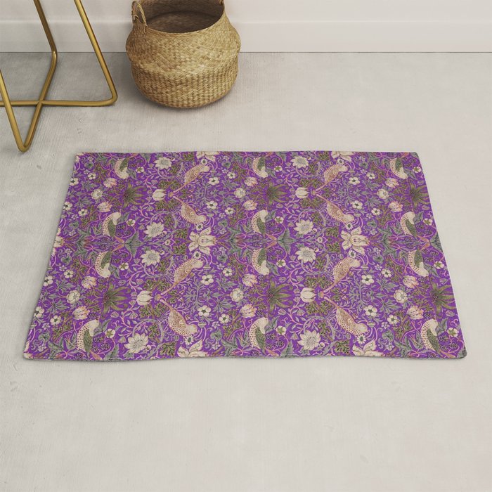 William Morris Strawberry Thief Purple Rug Gallery Image 1