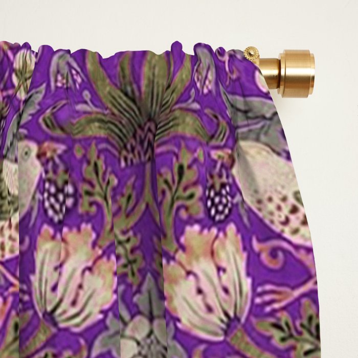 William Morris Strawberry Thief Purple Window Curtain Gallery Image 2