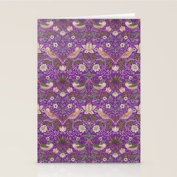William Morris Strawberry Thief Purple Stationery Card Gallery Image 2