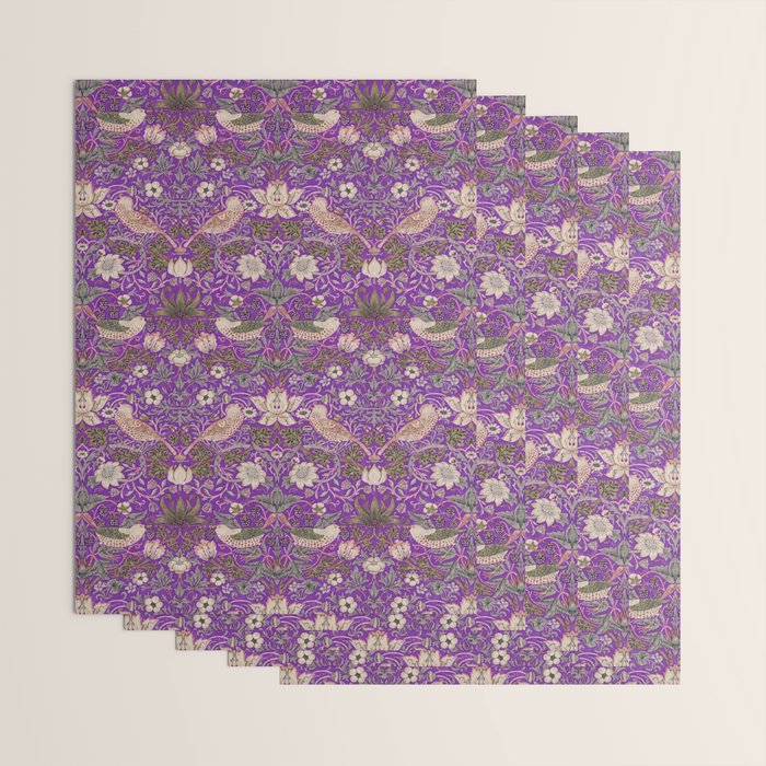William Morris Strawberry Thief Purple Wrapping Paper Gallery Image 3