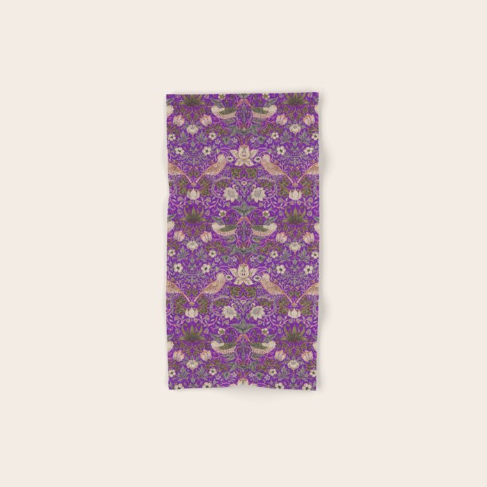 William Morris Strawberry Thief Purple Bath Towel Gallery Image 1