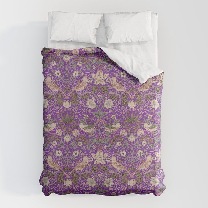 William Morris Strawberry Thief Purple Duvet Cover Gallery Image 1