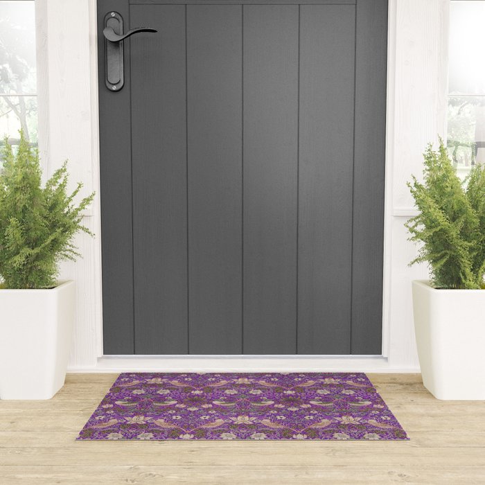 William Morris Strawberry Thief Purple Welcome Mat Gallery Image 3