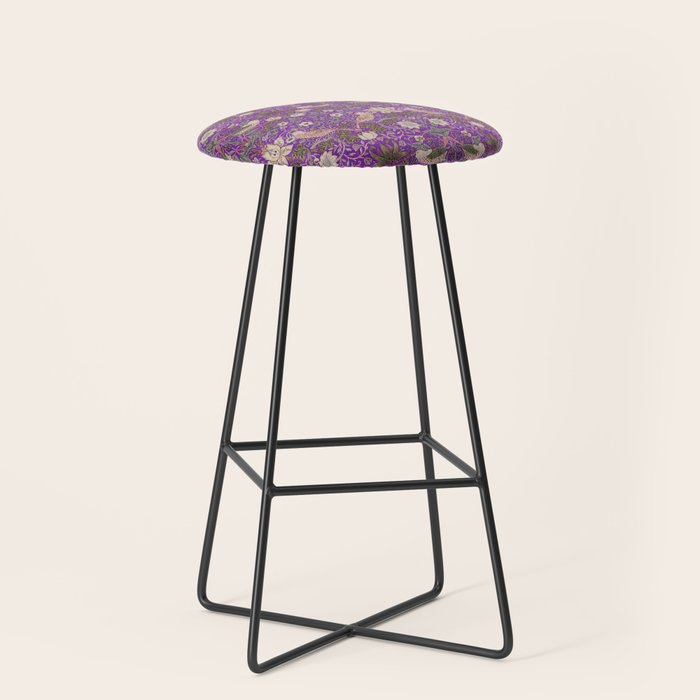 William Morris Strawberry Thief Purple Stool Gallery Image 1