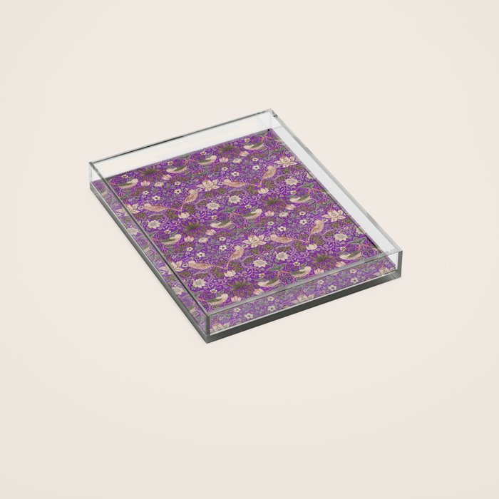 William Morris Strawberry Thief Purple Acrylic Tray Gallery Image 2