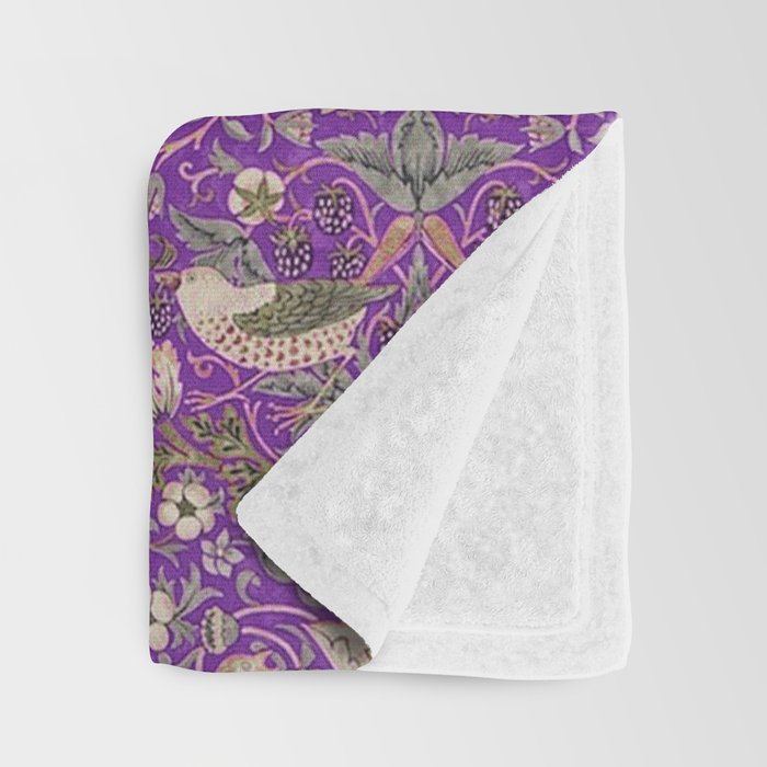 William Morris Strawberry Thief Purple Throw Blanket Gallery Image 3