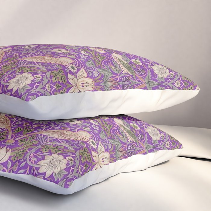 William Morris Strawberry Thief Purple Pillow Sham Gallery Image 3
