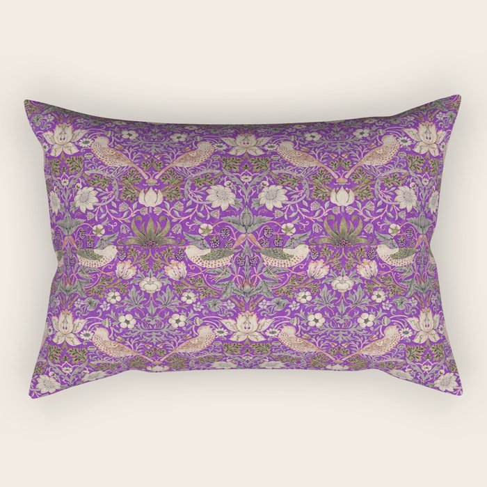 William Morris Strawberry Thief Purple Rectangular Pillow Gallery Image 2
