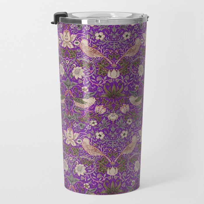 William Morris Strawberry Thief Purple Travel Mug Gallery Image 3
