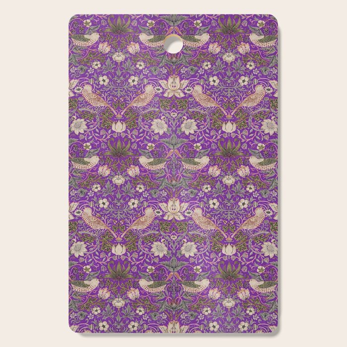 William Morris Strawberry Thief Purple Cutting Board Gallery Image 1