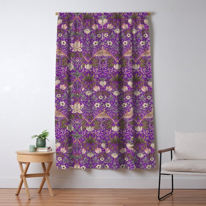 William Morris Strawberry Thief Purple Window Curtain Gallery Image 1