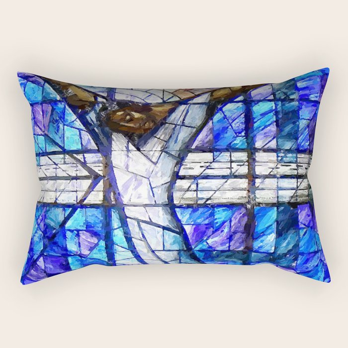African American Portrait Painting of the Wales window at the 16th Street Baptist by Jeanpaul Ferro Rectangular Pillow Gallery Image 2