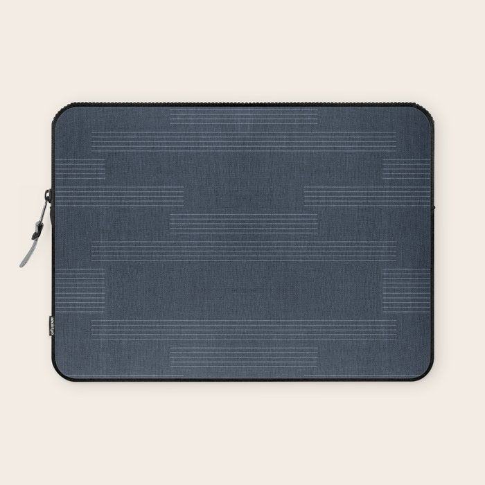 Minimal Striped Pattern, Navy Blue Laptop Sleeve Gallery Image 1