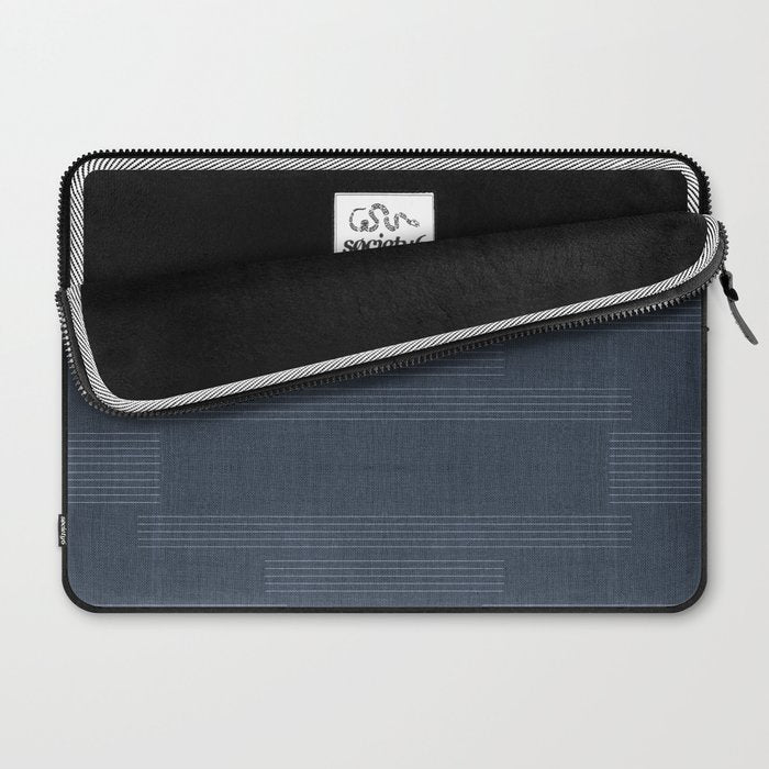 Minimal Striped Pattern, Navy Blue Laptop Sleeve Gallery Image 2