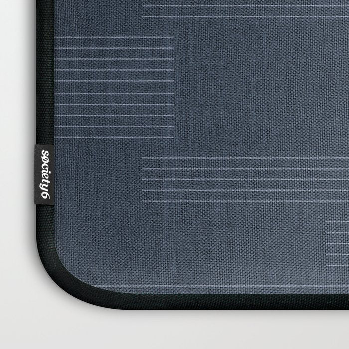 Minimal Striped Pattern, Navy Blue Laptop Sleeve Gallery Image 3