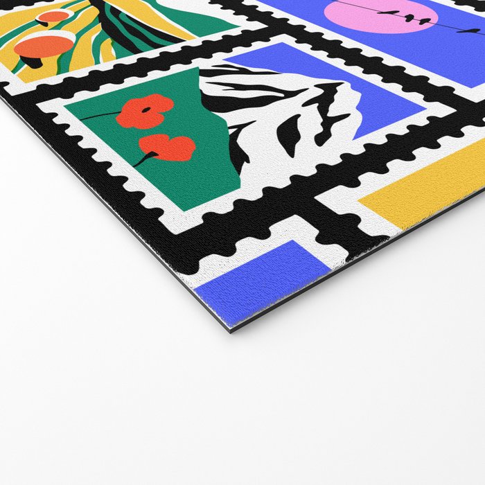 Colorful nature landscape post card stamp pattern Welcome Mat Gallery Image 2