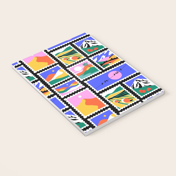 Colorful nature landscape post card stamp pattern Notebook Gallery Image 3