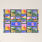 Colorful nature landscape post card stamp pattern Welcome Mat Gallery Image 1