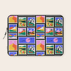 Colorful nature landscape post card stamp pattern Laptop Sleeve Gallery Image 1