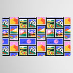 Colorful nature landscape post card stamp pattern Tablecloth Gallery Image 2