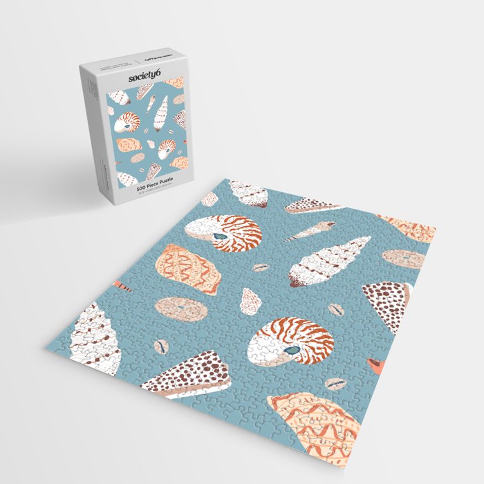 Vintage sea shell flat illustration pattern Jigsaw Puzzle Gallery Image 2