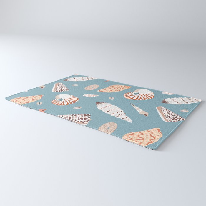 Vintage sea shell flat illustration pattern Rug Gallery Image 3