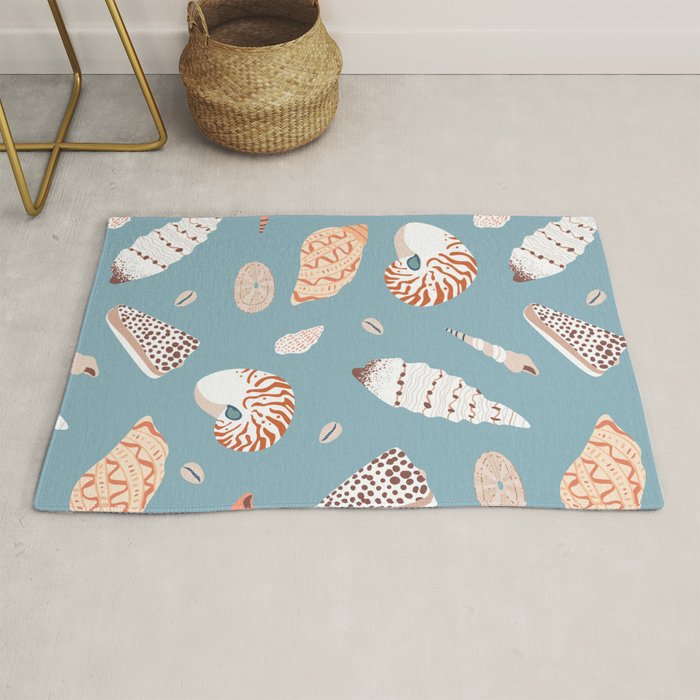 Vintage sea shell flat illustration pattern Rug Gallery Image 1