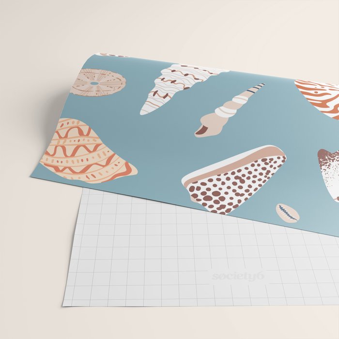 Vintage sea shell flat illustration pattern Wrapping Paper Gallery Image 2