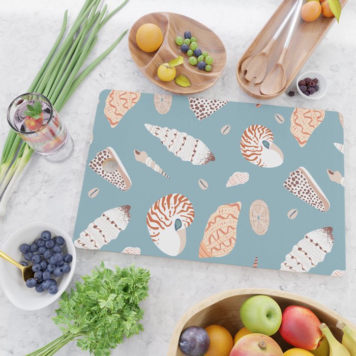 Vintage sea shell flat illustration pattern Cutting Board Gallery Image 2