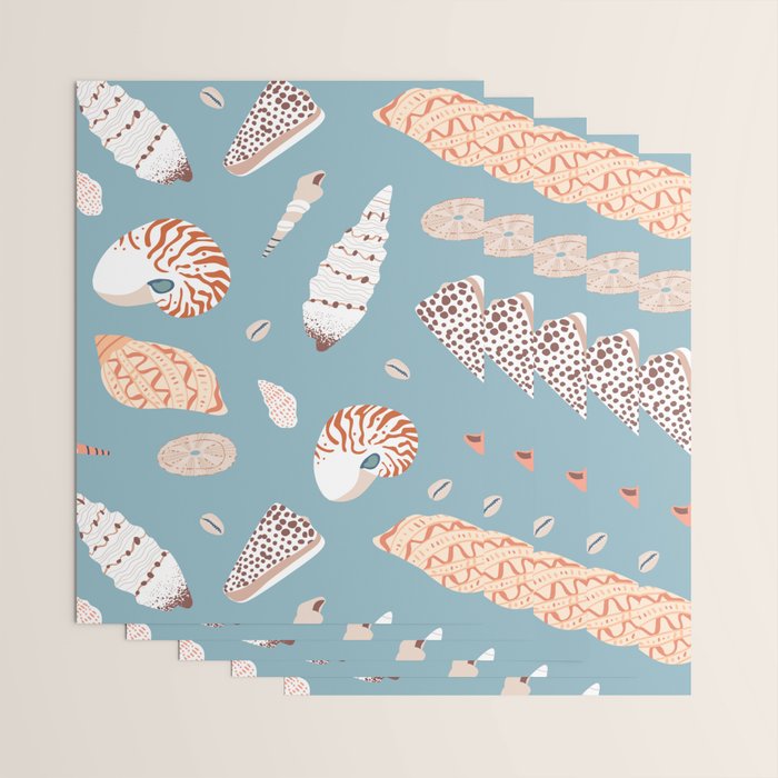 Vintage sea shell flat illustration pattern Wrapping Paper Gallery Image 3