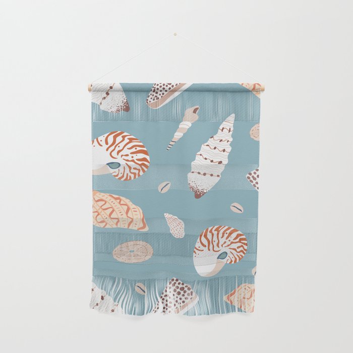 Vintage sea shell flat illustration pattern Wall Hanging Gallery Image 1
