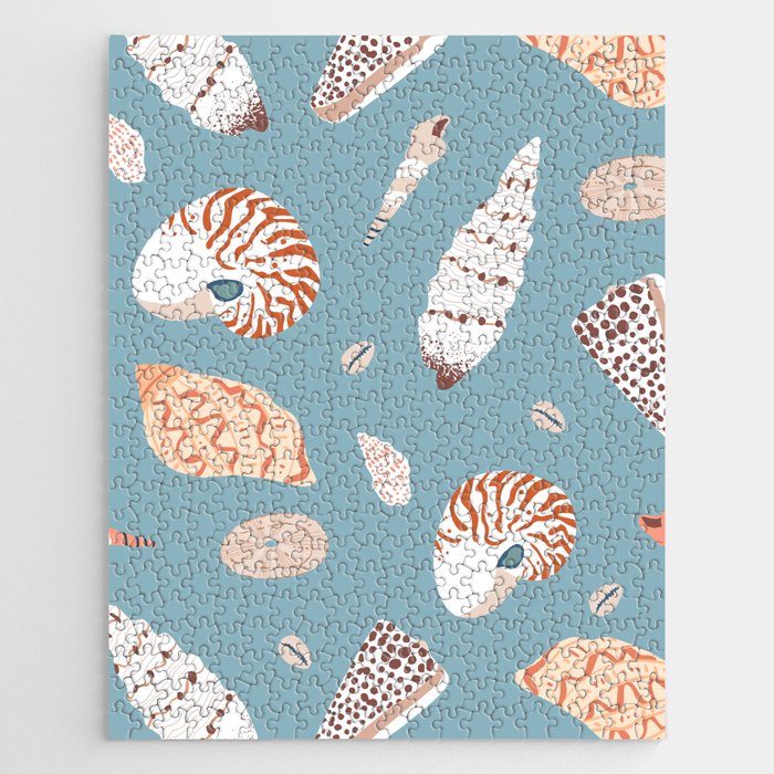 Vintage sea shell flat illustration pattern Jigsaw Puzzle Gallery Image 1