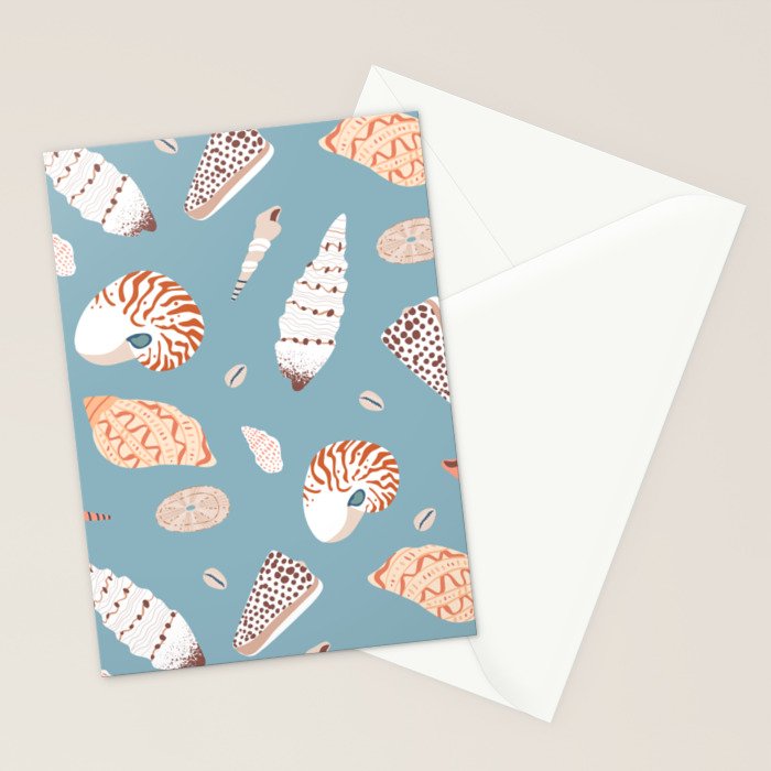 Vintage sea shell flat illustration pattern Stationery Card Gallery Image 2
