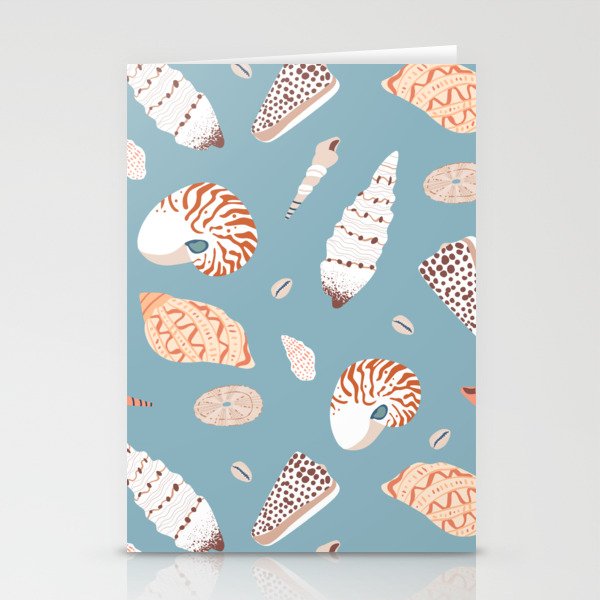 Vintage sea shell flat illustration pattern Stationery Card Gallery Image 1