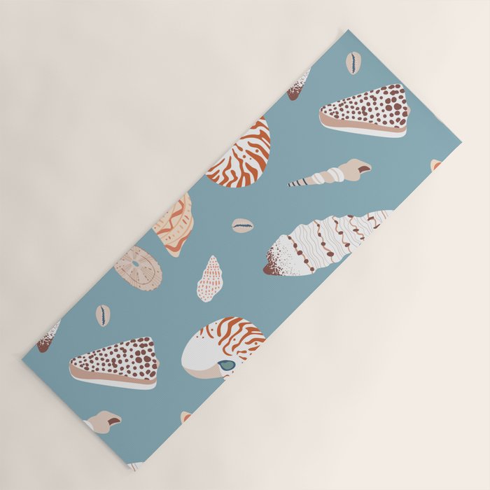 Vintage sea shell flat illustration pattern Yoga Mat Gallery Image 1