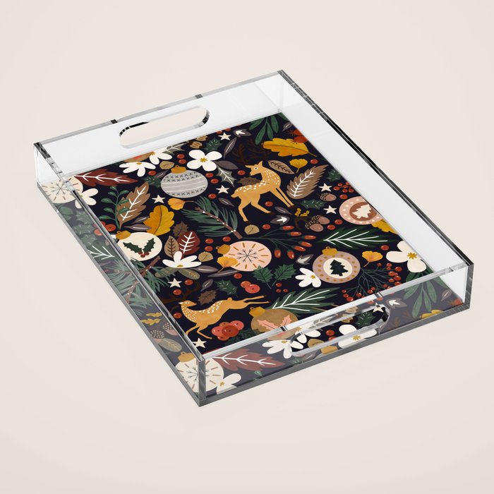 Christmas night forest 10 Acrylic Tray Gallery Image 1