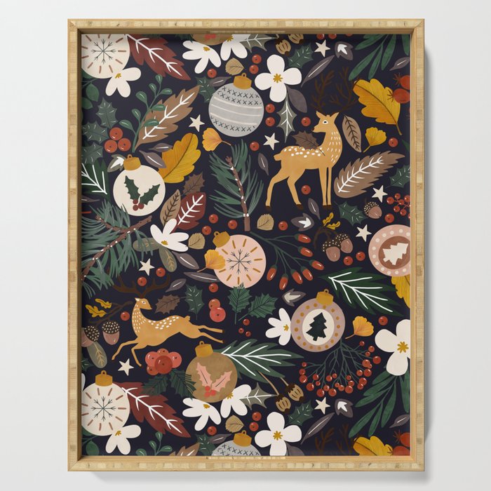 Christmas night forest 10 Serving Tray Gallery Image 1