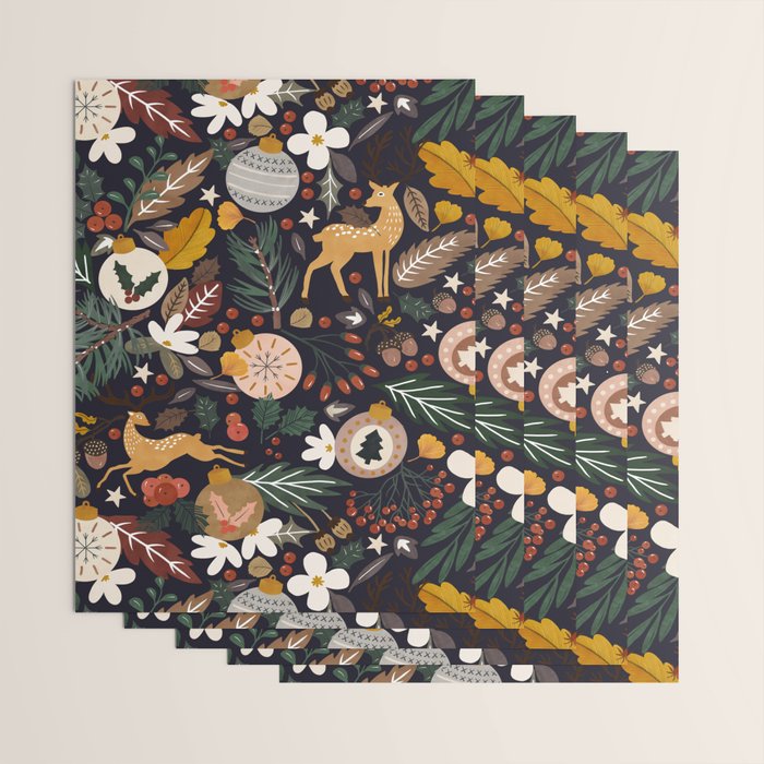 Christmas night forest 10 Wrapping Paper Gallery Image 3