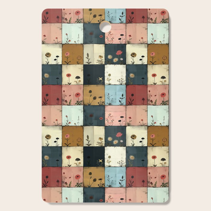 Vintage Floral Patchwork Charm Cutting Board Gallery Image 1