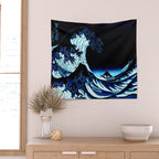 Midnight Great Wave: Enigmatic Depths Wall Tapestry Gallery Image 2