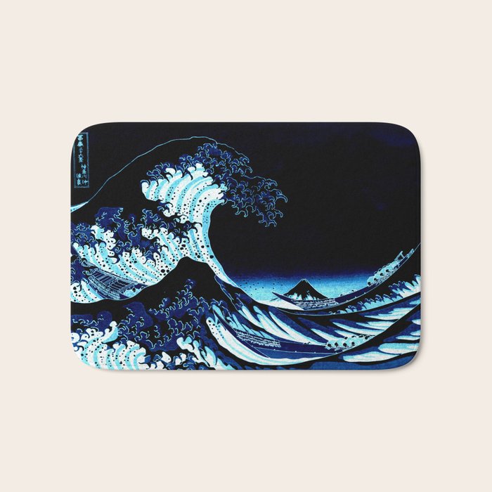 Midnight Great Wave: Enigmatic Depths Bath Mat Gallery Image 1